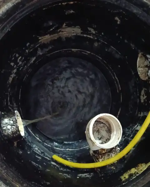 Interior de fossa plástica escura depois da limpeza